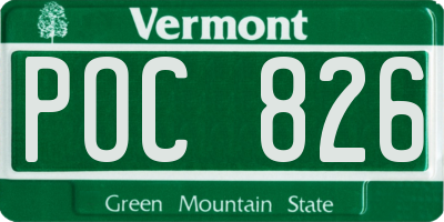 VT license plate POC826