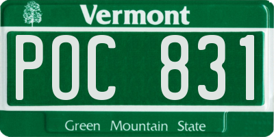 VT license plate POC831