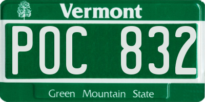VT license plate POC832