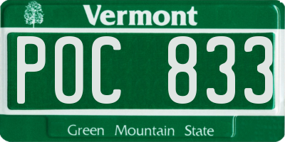 VT license plate POC833