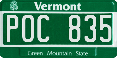 VT license plate POC835