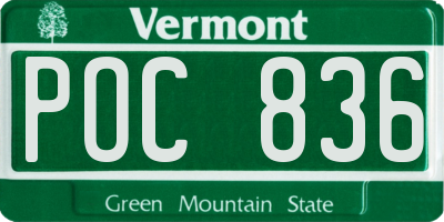 VT license plate POC836