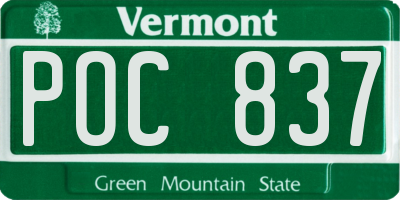 VT license plate POC837