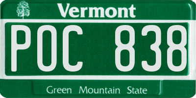 VT license plate POC838