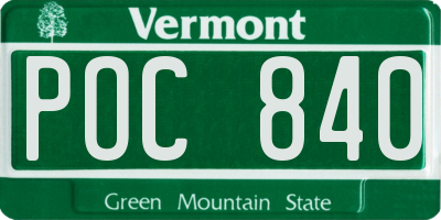 VT license plate POC840