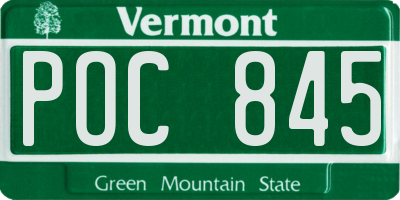 VT license plate POC845
