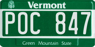 VT license plate POC847