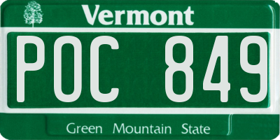 VT license plate POC849