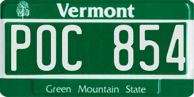 VT license plate POC854