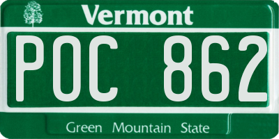 VT license plate POC862