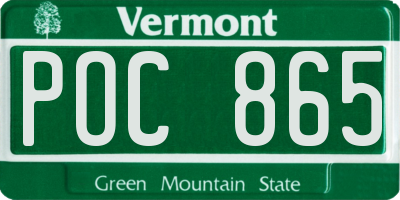 VT license plate POC865