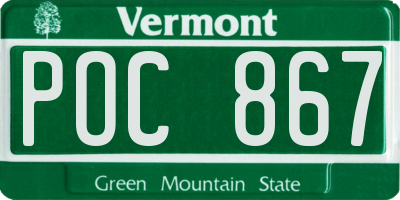 VT license plate POC867