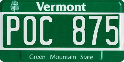 VT license plate POC875