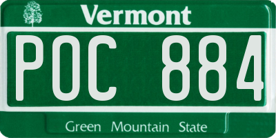 VT license plate POC884