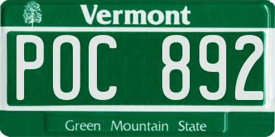 VT license plate POC892