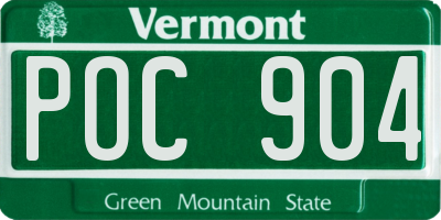 VT license plate POC904