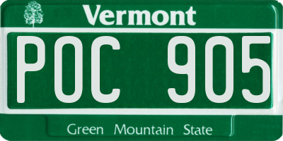 VT license plate POC905