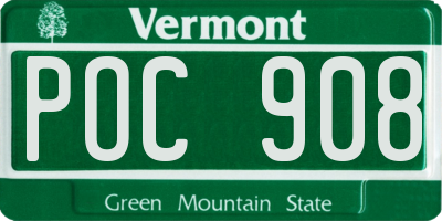 VT license plate POC908