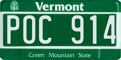 VT license plate POC914