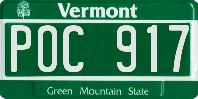 VT license plate POC917