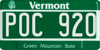 VT license plate POC920