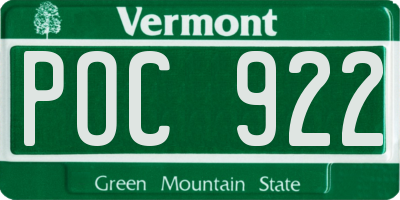 VT license plate POC922