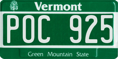 VT license plate POC925