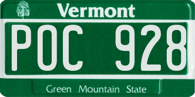 VT license plate POC928