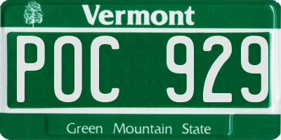 VT license plate POC929
