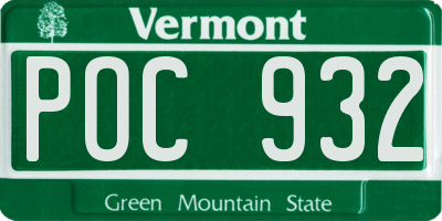 VT license plate POC932