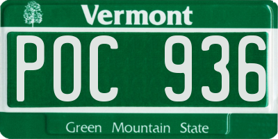VT license plate POC936