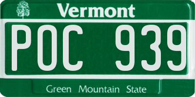 VT license plate POC939