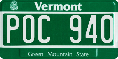 VT license plate POC940