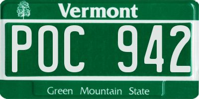 VT license plate POC942