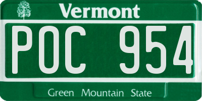 VT license plate POC954