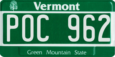 VT license plate POC962
