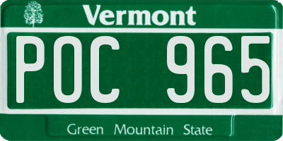 VT license plate POC965