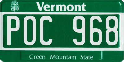 VT license plate POC968