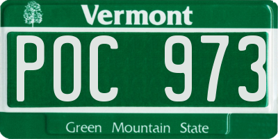 VT license plate POC973