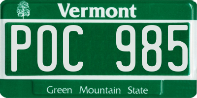 VT license plate POC985