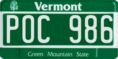 VT license plate POC986