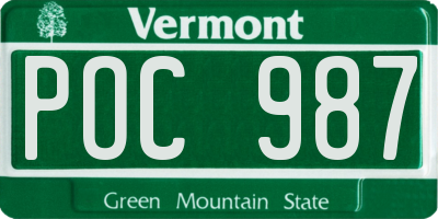 VT license plate POC987