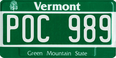 VT license plate POC989