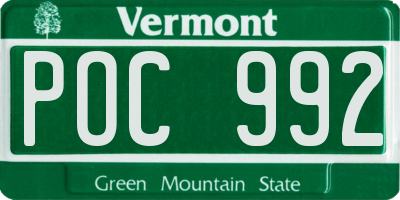 VT license plate POC992