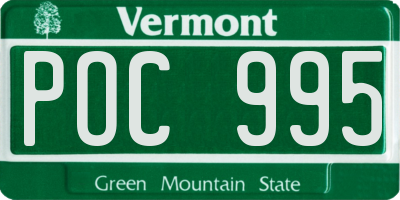 VT license plate POC995