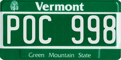 VT license plate POC998