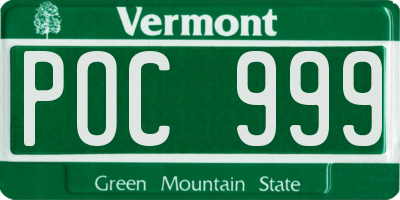 VT license plate POC999