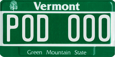 VT license plate POD000