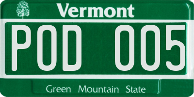 VT license plate POD005
