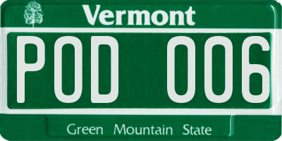 VT license plate POD006